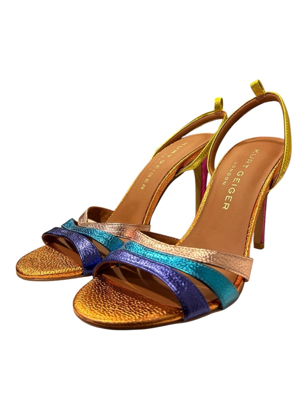 Kurt Geiger London Piera MultiColored Metallic Slingback Stiletto Sandals